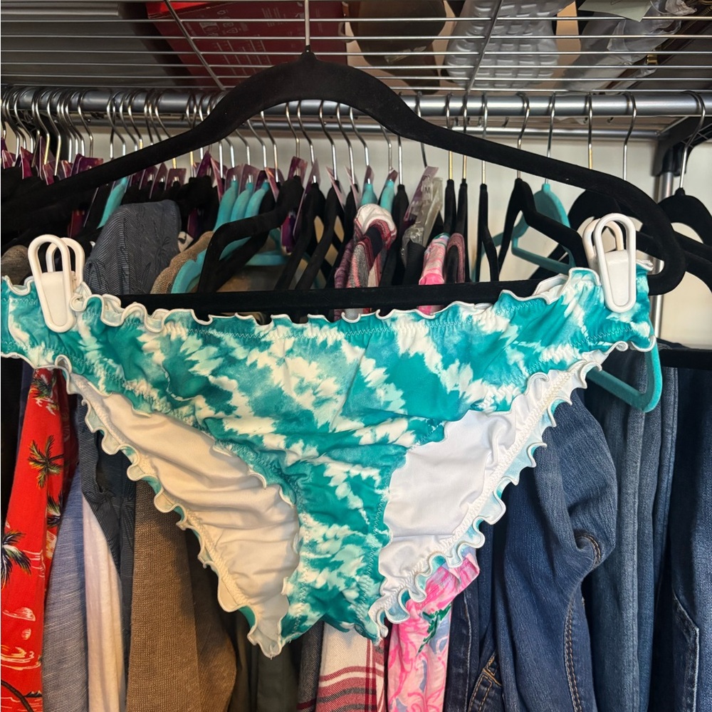 Shade & Shore Blue and White Chevron Bikini Bottom